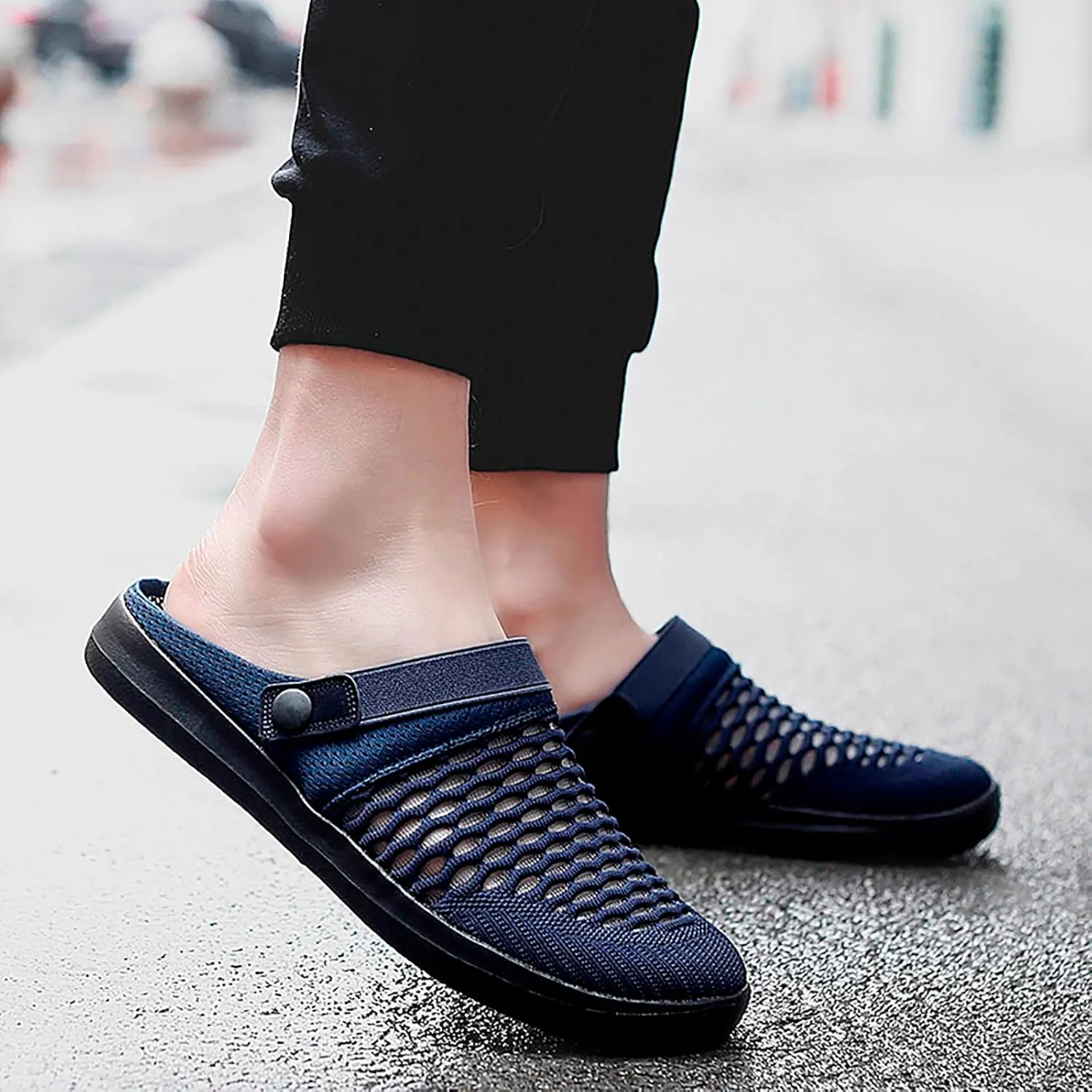 Casual Dress Shoes Men's Hollow Mesh Casual Sneakers Summer Sandals Breathable Shoes A Slip On Beach