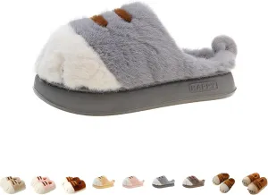 Cat Paw Slippers for Women, Warm Furry Winter House Shoes, Cute Funny 3D Cat Paw Winter Couple Cartoon Slipper