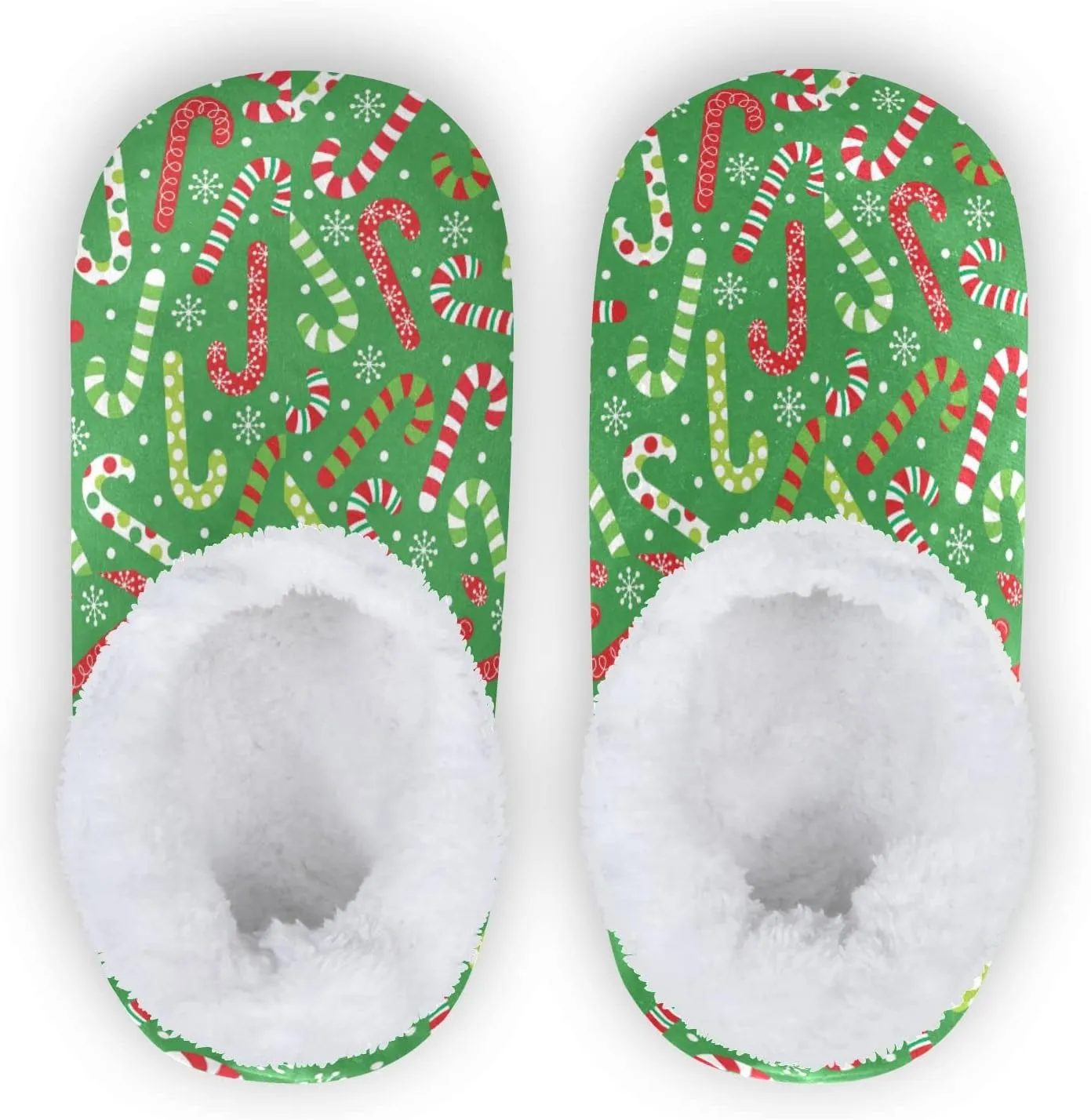 Christmas Candy Cane Gift Bag Boys Slippers Girls Winter Shoes Kids Coral Fleece Slipper Child Slipper Socks for Indoor Outdoor Anti Skid Home Shoe XS