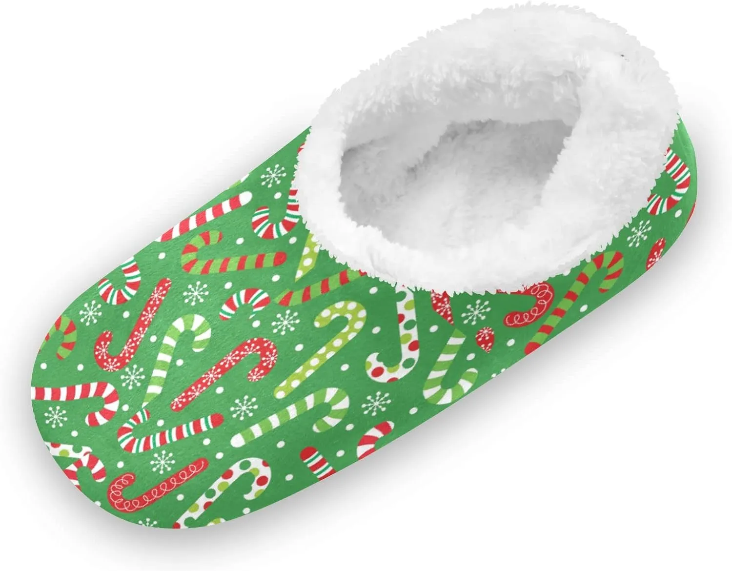 Christmas Candy Cane Gift Bag Boys Slippers Girls Winter Shoes Kids Coral Fleece Slipper Child Slipper Socks for Indoor Outdoor Anti Skid Home Shoe XS