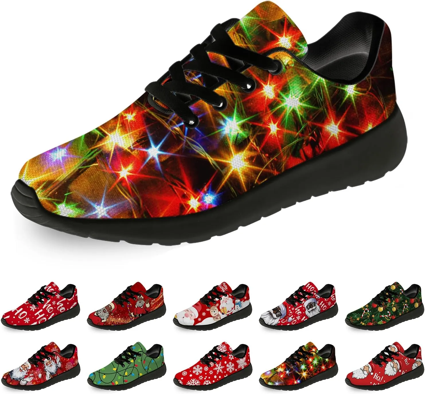 Christmas Shoes for Women Men Running Comfort Lightweight Walking Tennis Sneakers Santa Shoes Gifts for Boy Girl
