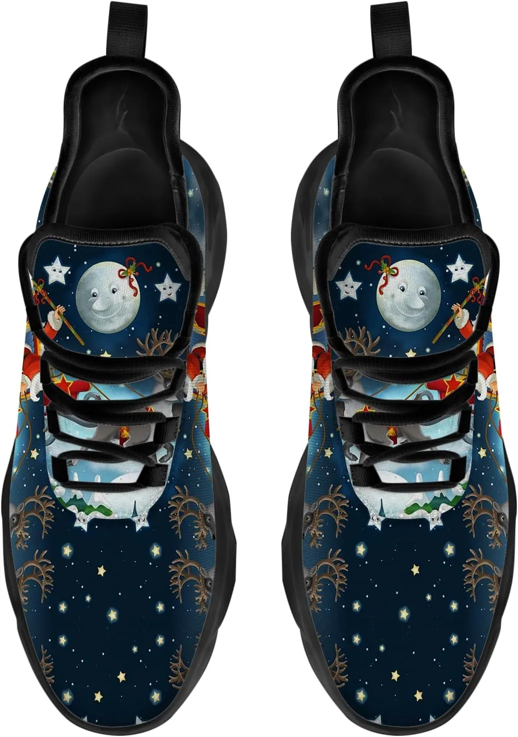 Ciadoon Christmas Shoes for Women Men Road Running Walking Tennis Breathable Lightweight Sneakers Santa Shoes Gifts for Men Women