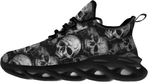 Ciadoon Skull Shoes for Women Men Road Running Walking Tennis Breathable Lightweight Sneakers Gifts for Men Women