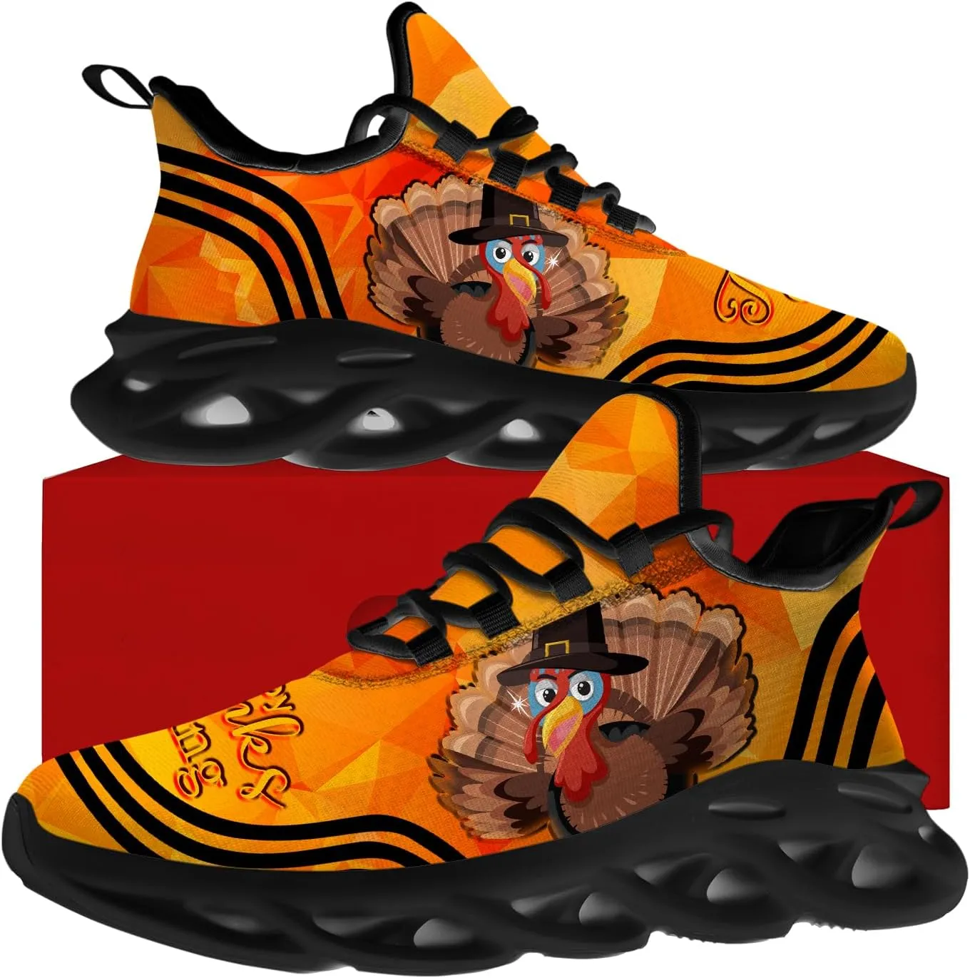 Ciadoon Thanksgiving Shoes for Women Men Road Running Walking Tennis Breathable Lightweight Sneakers Gifts for Men Women