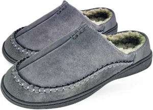 Clarks Men's Slipper Clog Open Back, Suede Faux Fur Lined Slippers - Comfy & Durable with Cushioned Footbed & Rubber Indoor/Outdoor Soles