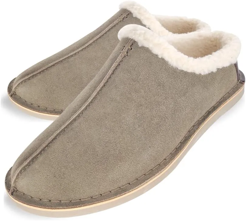 Clarks Men's Suede Leather Clog Slippers With Faux Shearling Collar , JMS0572 IndoorOutdoor Low Open Back SlipOns Comfy & Durable with Plush Lining Cushioned Footbed & Gum Rubber Outsoles,
