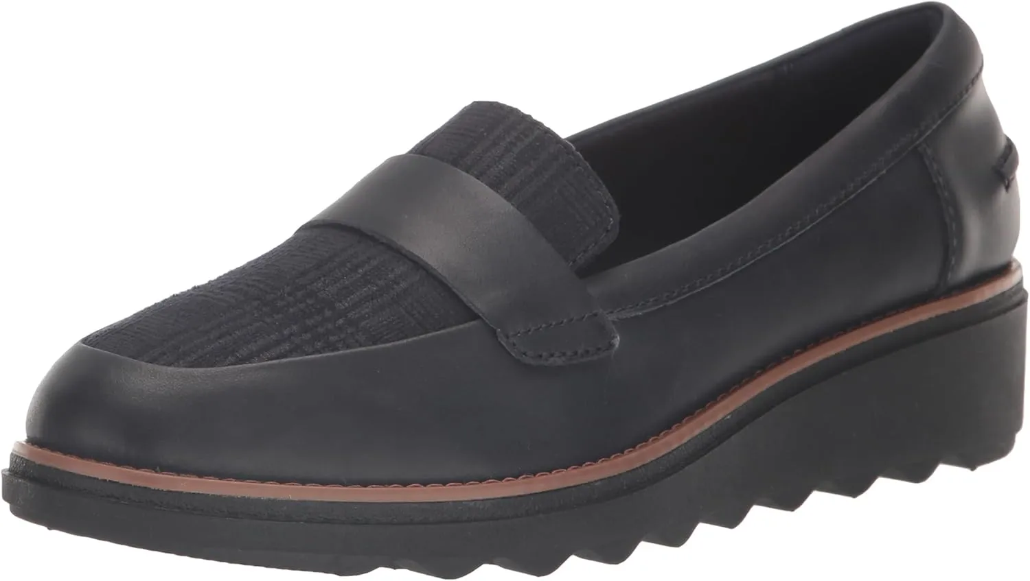 Clarks Women's Sharon Gracie Loafer, Navy Combi Leather, 9 Wide