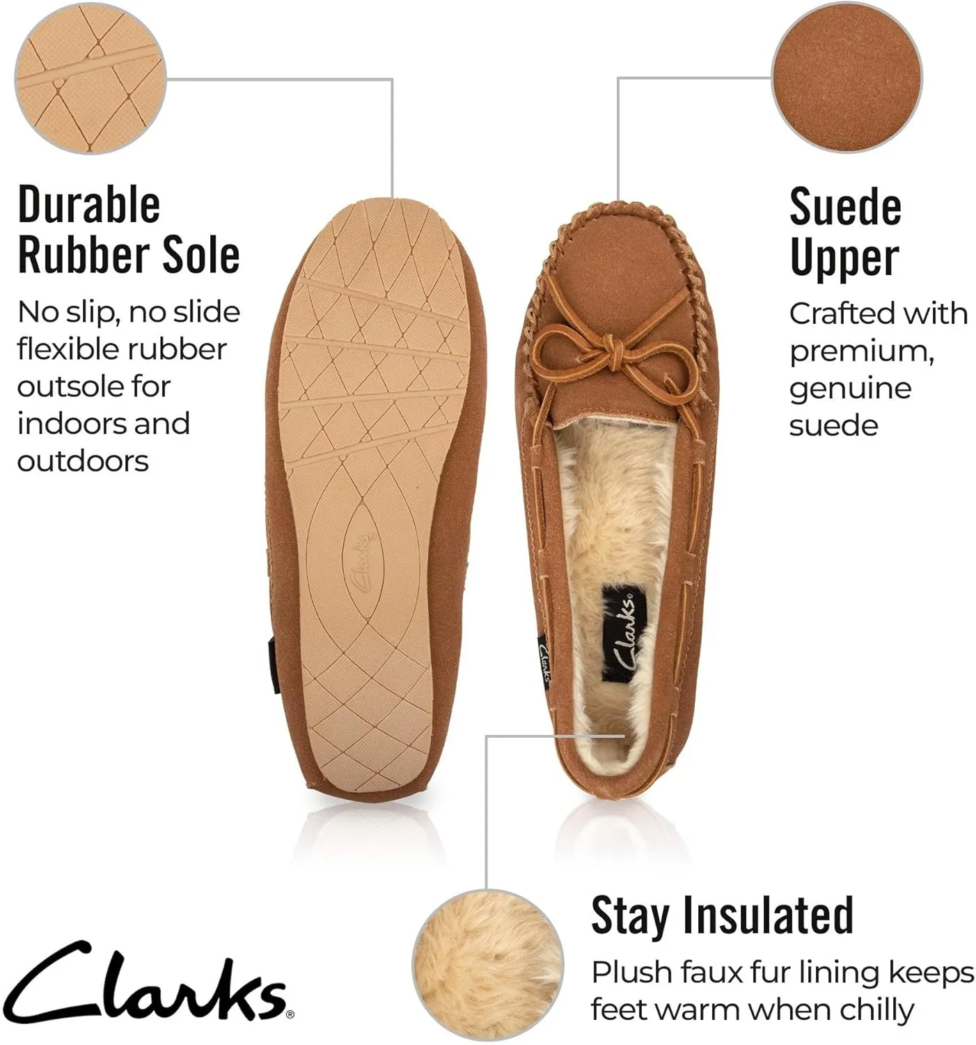 Clarks Women's, Suede Moccasin Slipper