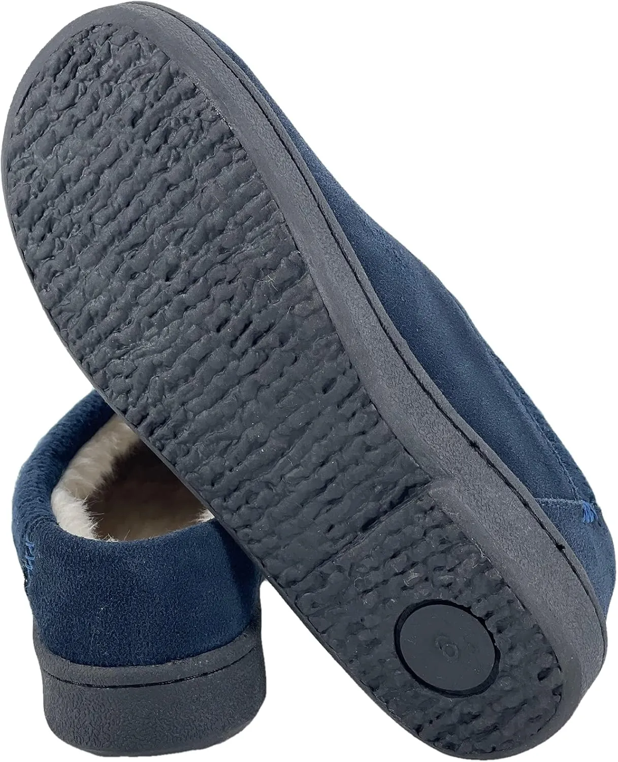 Clarks Womens Suede Slipper JMH2175 With Knit Collar - Soft Plush Faux Fur Lined - Indoor Outdoor House Slippers For Women