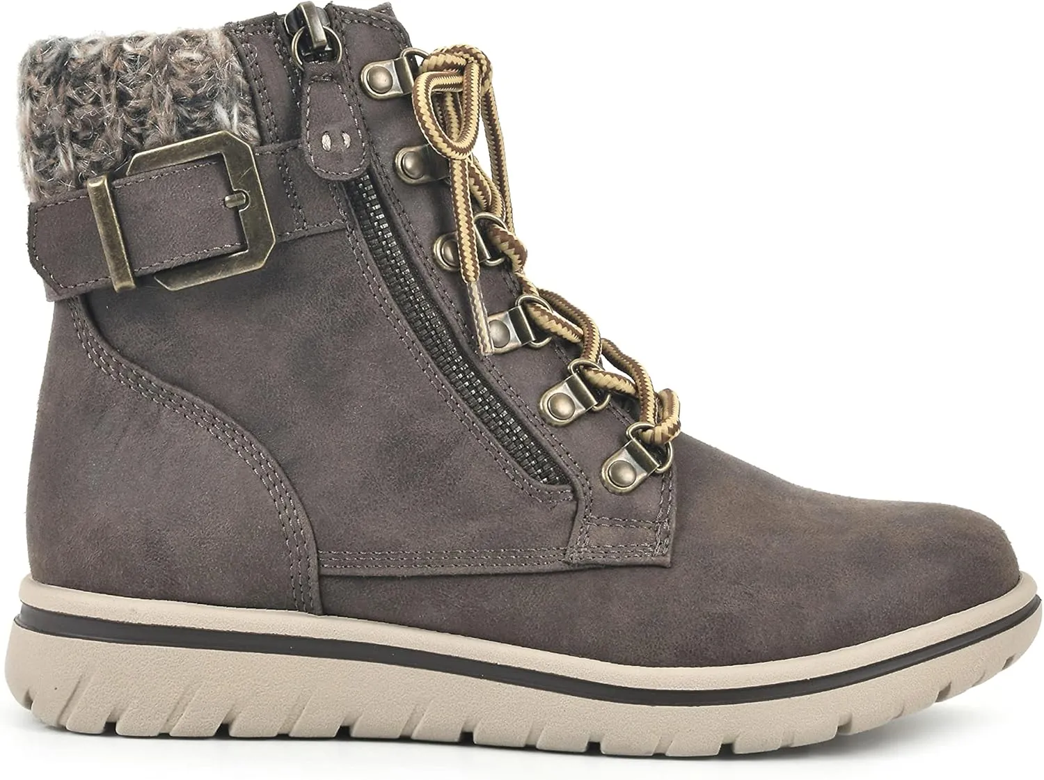 CLIFFS BY WHITE MOUNTAIN Women's Hearty Cushioned Lace-Up City Hiker Ankle Boot