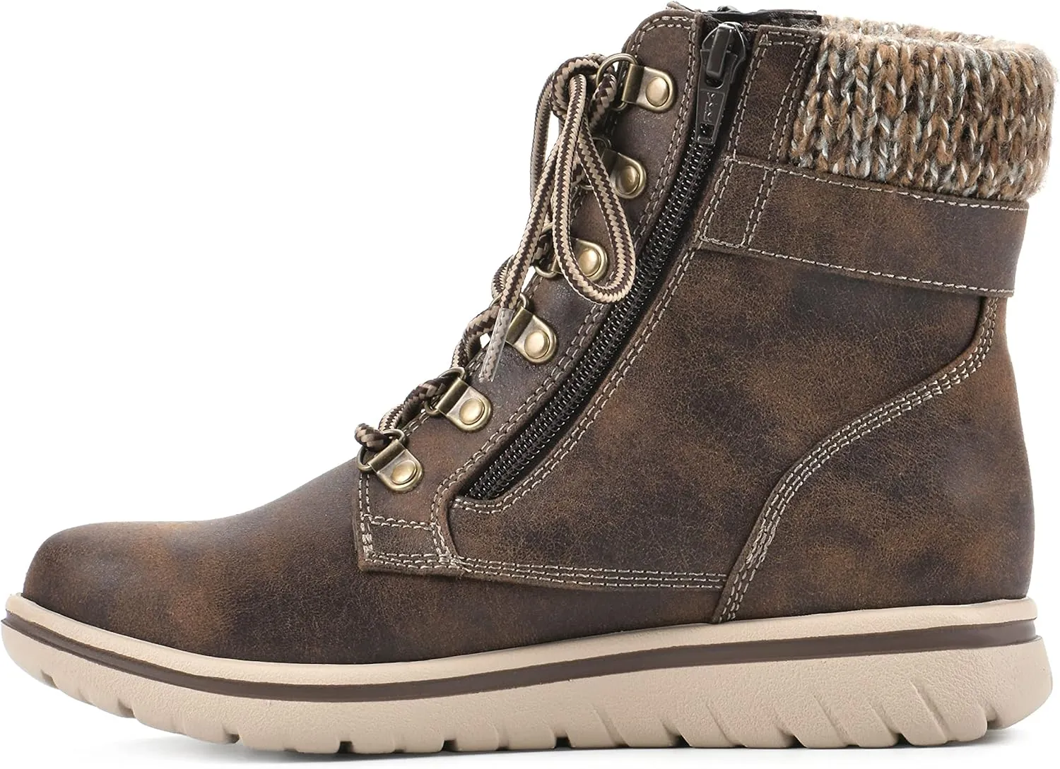 CLIFFS BY WHITE MOUNTAIN Women's Hearty Cushioned Lace-Up City Hiker Ankle Boot