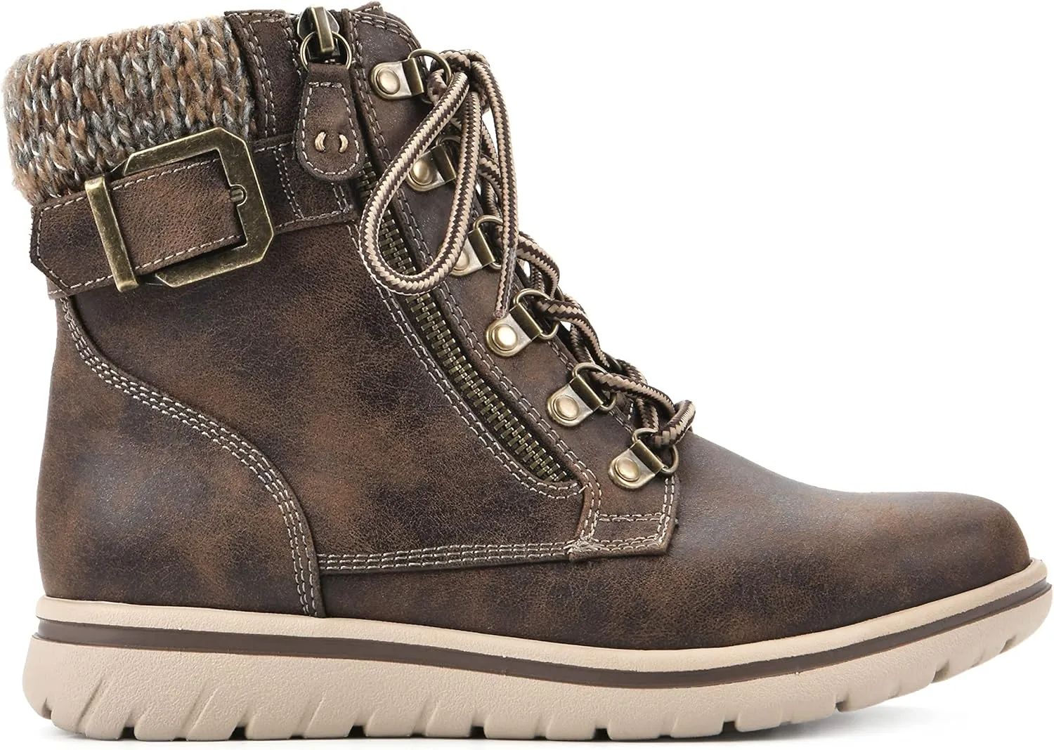 CLIFFS BY WHITE MOUNTAIN Women's Hearty Cushioned Lace-Up City Hiker Ankle Boot