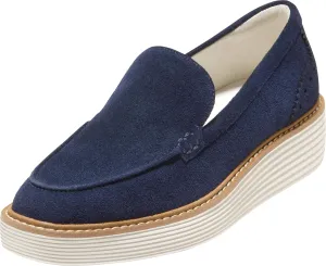 Cole Haan Women's Originalgrand Platform Venetian Loafers Flat, Midnight Moon Suede/Ivory, 10.5