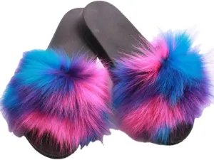 Colorful Fuzzy Slippers Cocktail Matching Fashion for Women Non Slip Quick Drying Shower Slides Cool Bathroom Soft Ultra Cushion thick sole Sandal