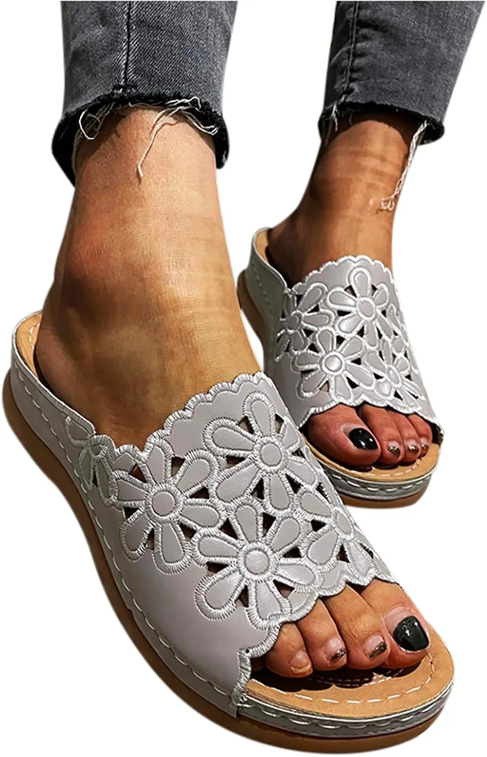 Comfortable Slide Sandals Flower Hollow Out Sandals Women's Summer Chrysanthemum Casual Fashion Women's slipper