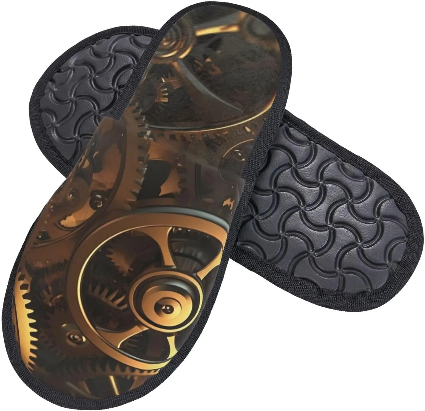 Cool Steampunk Gears Women's Fuzzy Slippers Slip-on Slipper Soft Comfy Bedroom Slippers Non-slip House Shoes