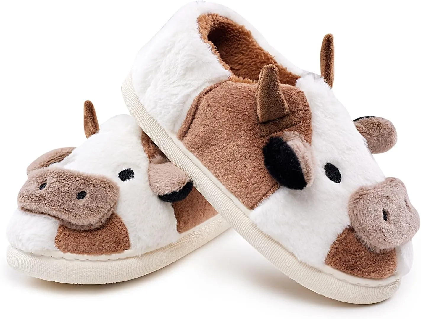 Cow Slippers for Women and Men, Fluffy Cute Cozy Cartoon Cow Cotton House Slipper Womens Milky Cows Animal Preppy Funny Furry Kawaii Bedroom Pillow Cloud Slippers for Women Indoor and Outdoor