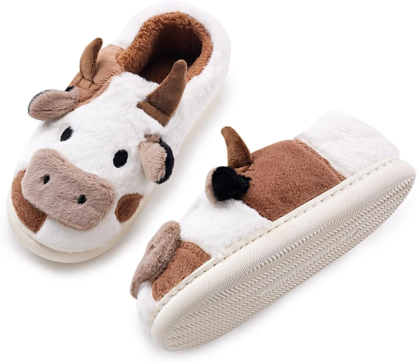 Cow Slippers for Women and Men, Fluffy Cute Cozy Cartoon Cow Cotton House Slipper Womens Milky Cows Animal Preppy Funny Furry Kawaii Bedroom Pillow Cloud Slippers for Women Indoor and Outdoor