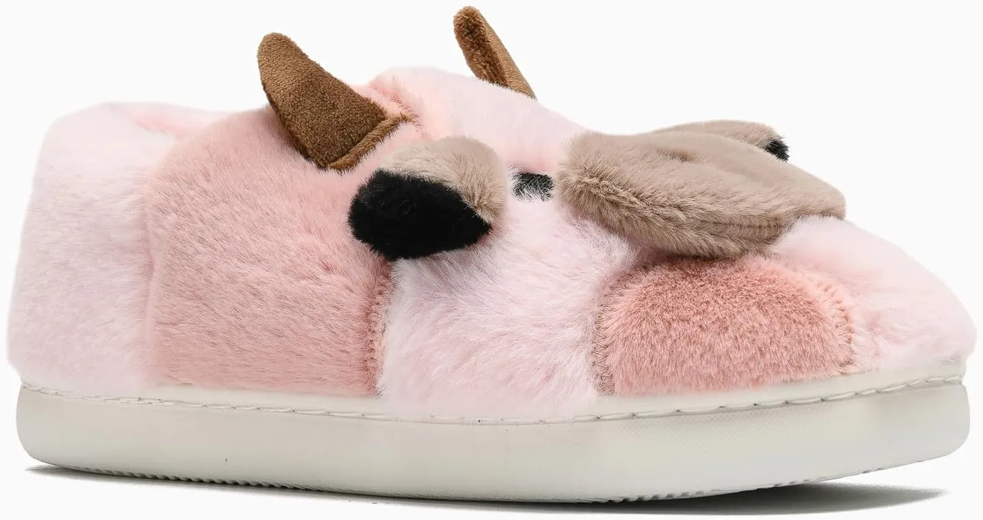 Cow Slippers for Women and Men, Fluffy Cute Cozy Cartoon Cow Cotton House Slipper Womens Milky Cows Animal Preppy Funny Furry Kawaii Bedroom Pillow Cloud Slippers for Women Indoor and Outdoor