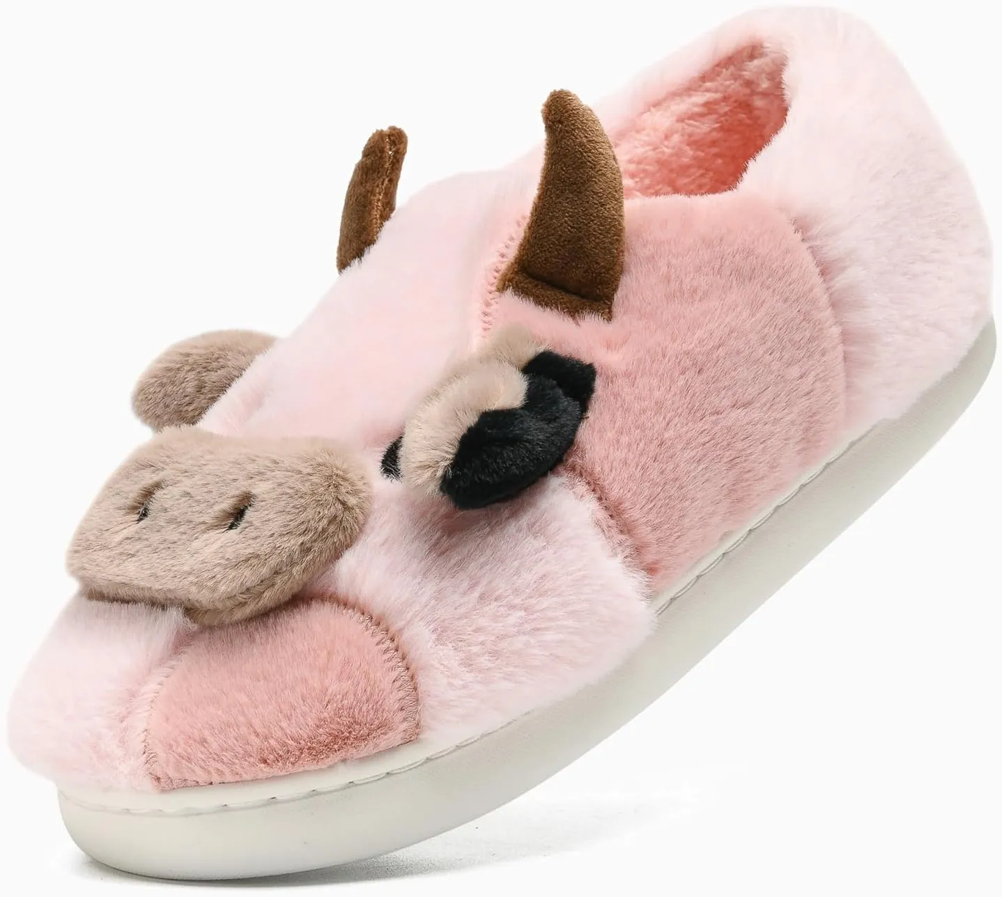 Cow Slippers for Women and Men, Fluffy Cute Cozy Cartoon Cow Cotton House Slipper Womens Milky Cows Animal Preppy Funny Furry Kawaii Bedroom Pillow Cloud Slippers for Women Indoor and Outdoor
