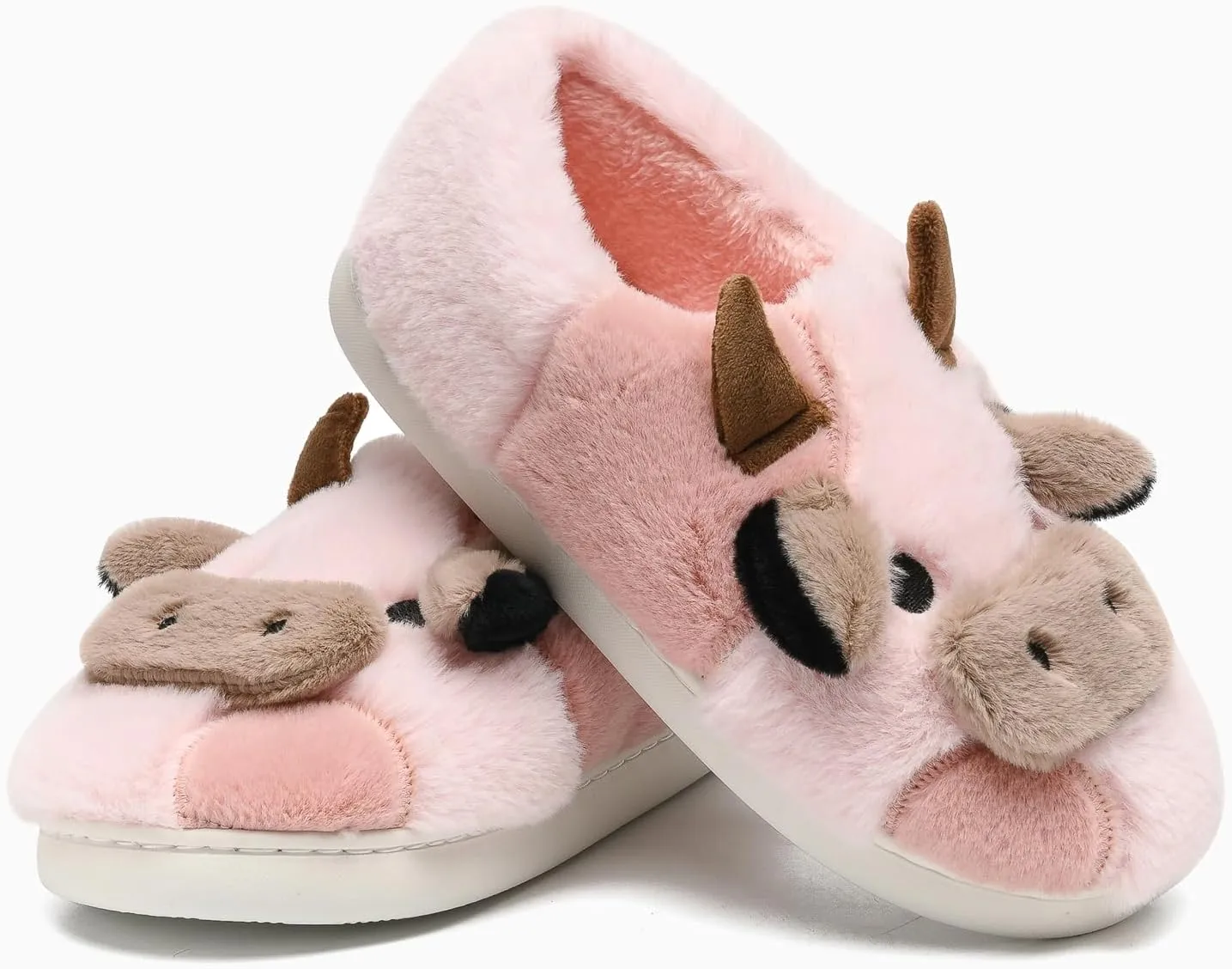 Cow Slippers for Women and Men, Fluffy Cute Cozy Cartoon Cow Cotton House Slipper Womens Milky Cows Animal Preppy Funny Furry Kawaii Bedroom Pillow Cloud Slippers for Women Indoor and Outdoor