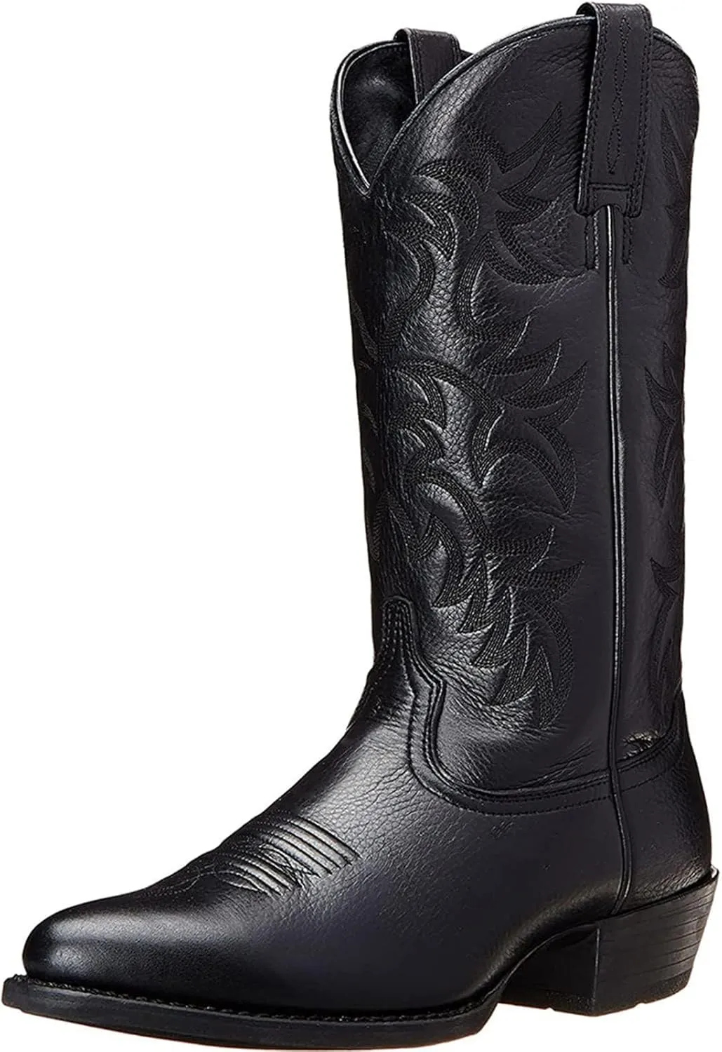 Cowboy Boots for Men Pointy Toe Men's Western Boots Cowgirl Boots Mid Calf Boots Knee High Embroidered Chunky Heel Boot Black