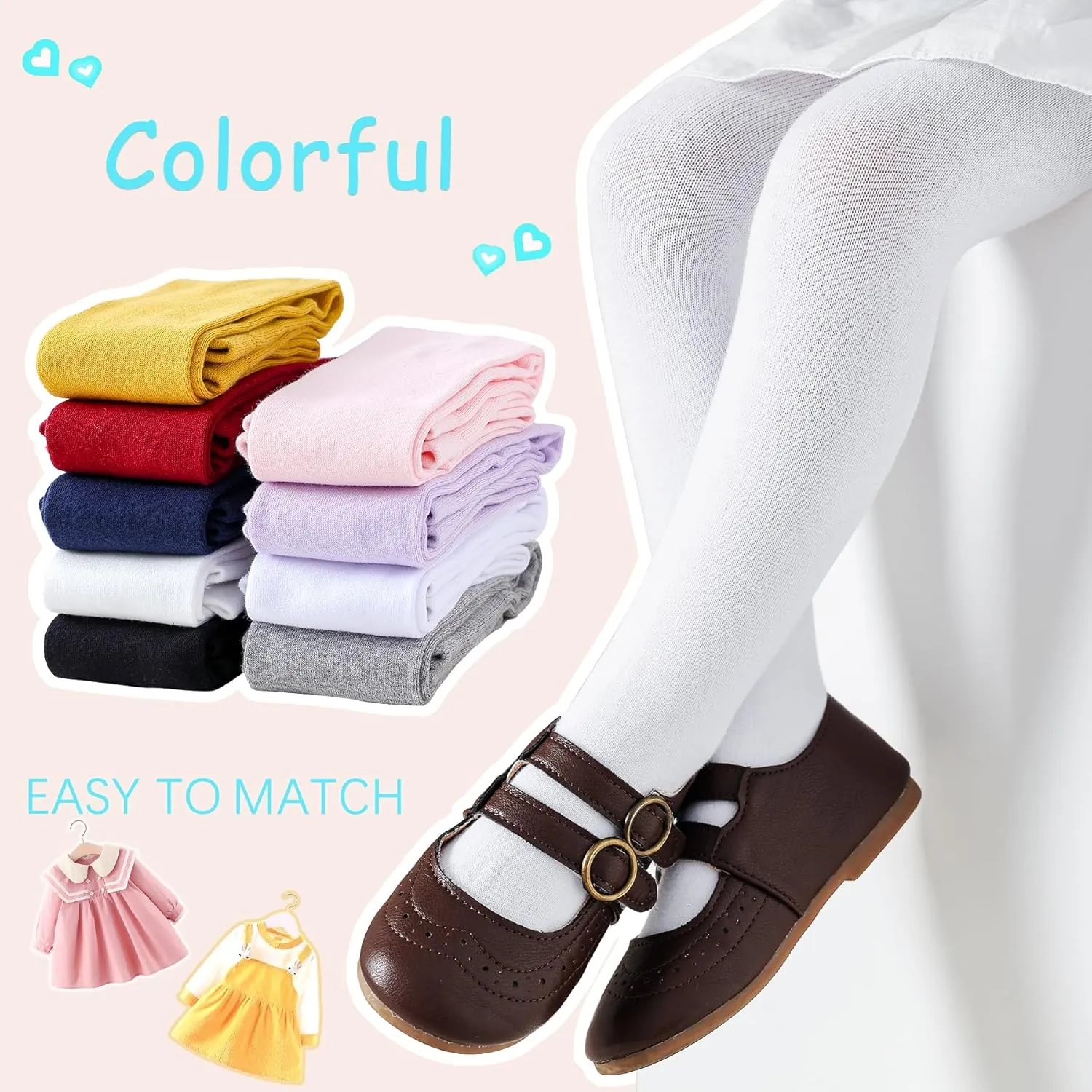 Coziwill Baby Socks Non Slip Toddler Stockings with Grippers Seamless Soft Cotton Knit Tights Leggings