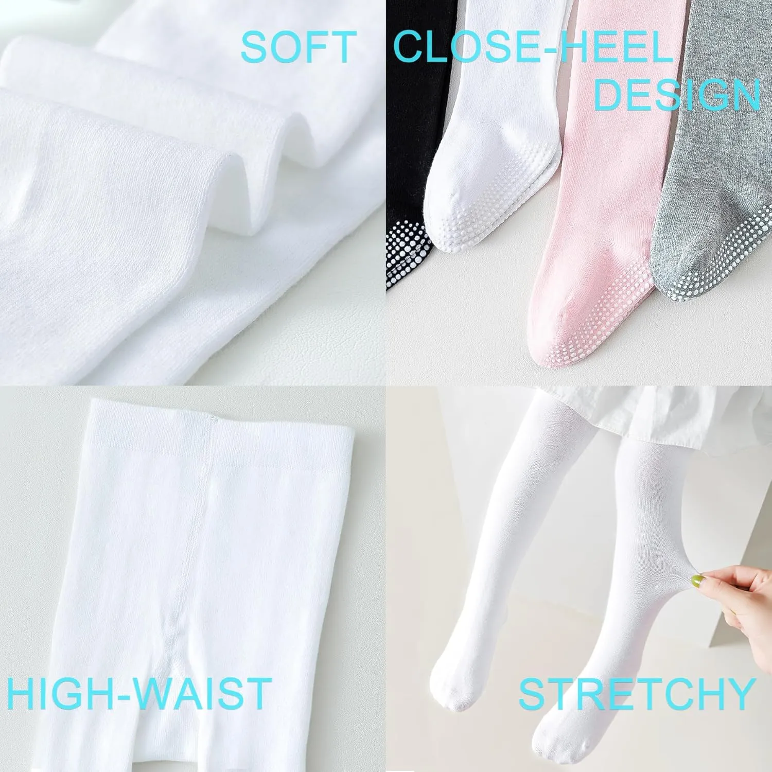 Coziwill Baby Socks Non Slip Toddler Stockings with Grippers Seamless Soft Cotton Knit Tights Leggings