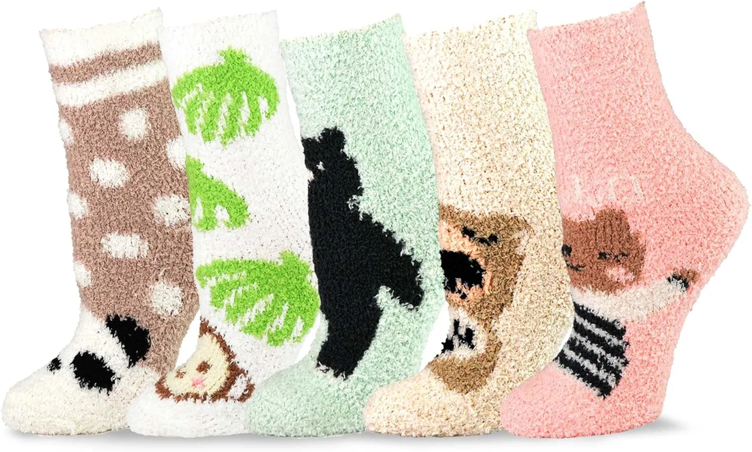 Cozy Warm Fuzzy Slipper Socks Cute Animals Holiday Christmas Santa Reindeer Multipair Adults