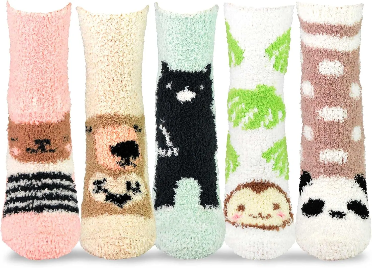 Cozy Warm Fuzzy Slipper Socks Cute Animals Holiday Christmas Santa Reindeer Multipair Adults