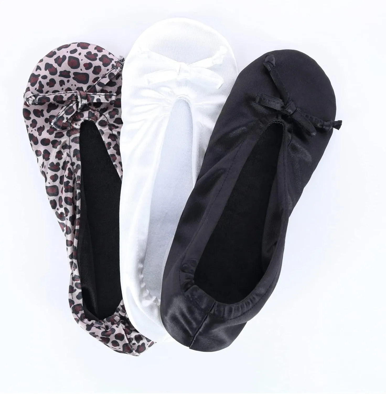 CTM® Women's Satin Ballerina Slipper House Shoe
