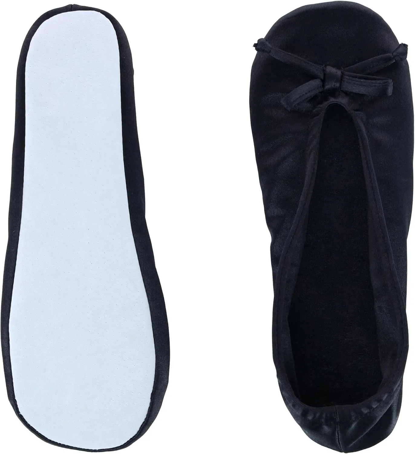CTM® Women's Satin Ballerina Slipper House Shoe