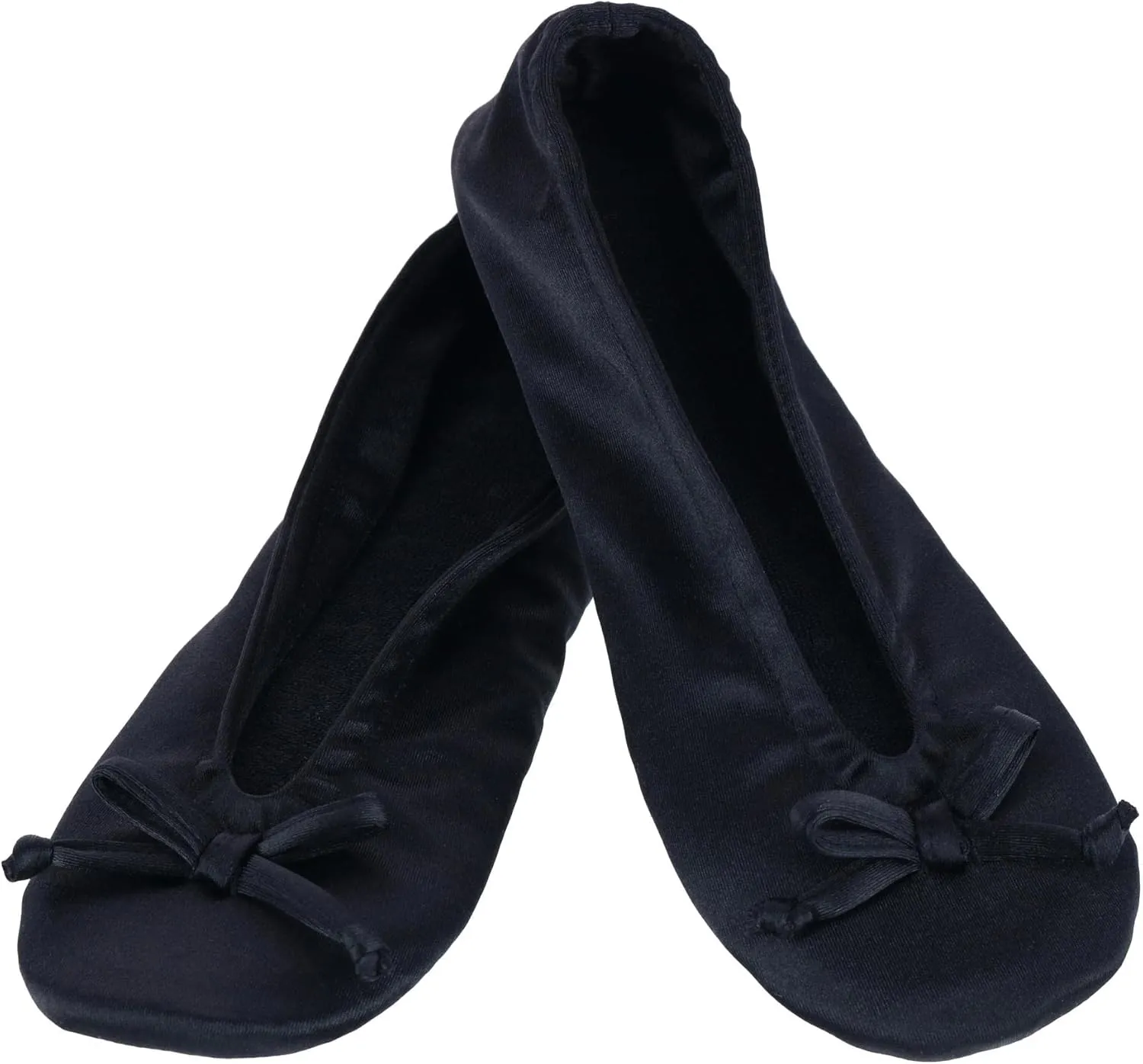 CTM® Women's Satin Ballerina Slipper House Shoe