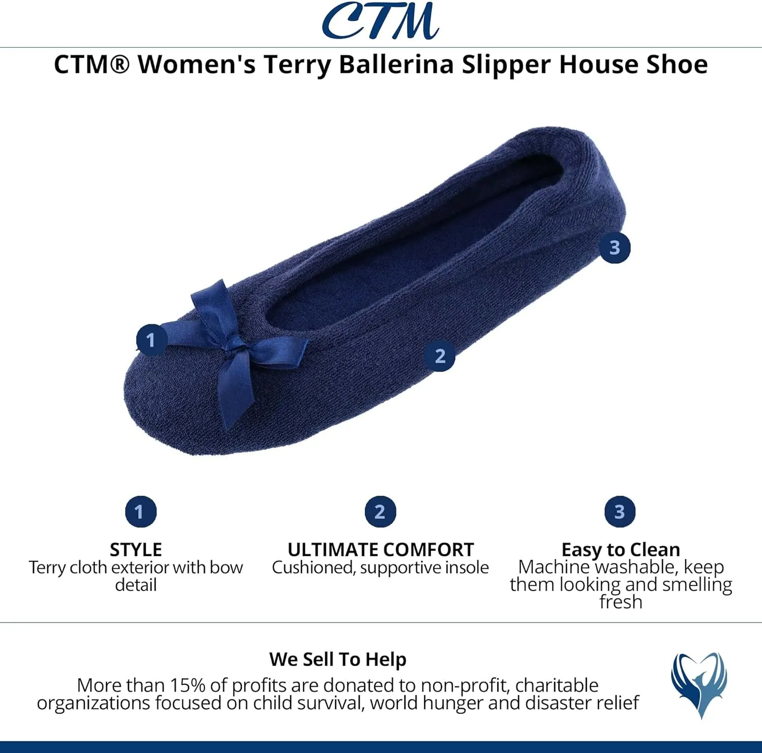 CTM Women's Terry Ballerina Slipper House Shoe