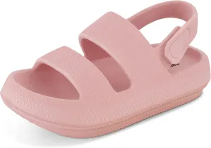 CUSHIONAIRE Kid's Fuji sandal with adjustable strap and  Comfort