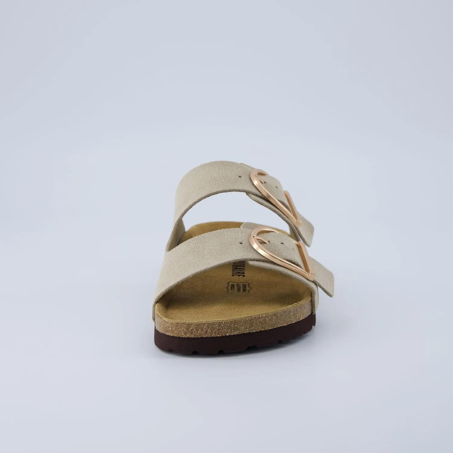 CUSHIONAIRE Legacy Cork Footbed Sandals for Women – Leather Double Strap Slides with Adjustable Buckles   Memory Foam