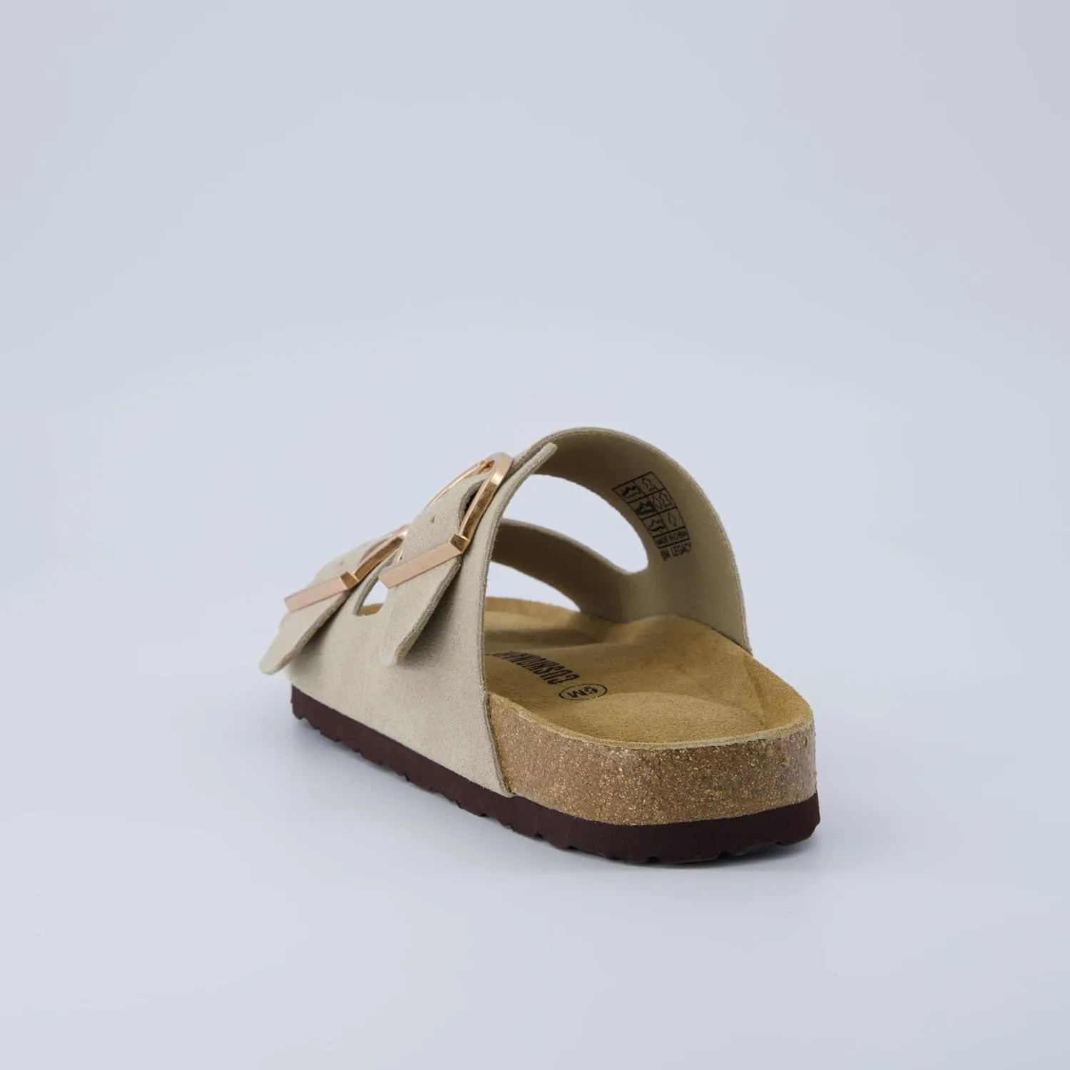CUSHIONAIRE Legacy Cork Footbed Sandals for Women – Leather Double Strap Slides with Adjustable Buckles   Memory Foam