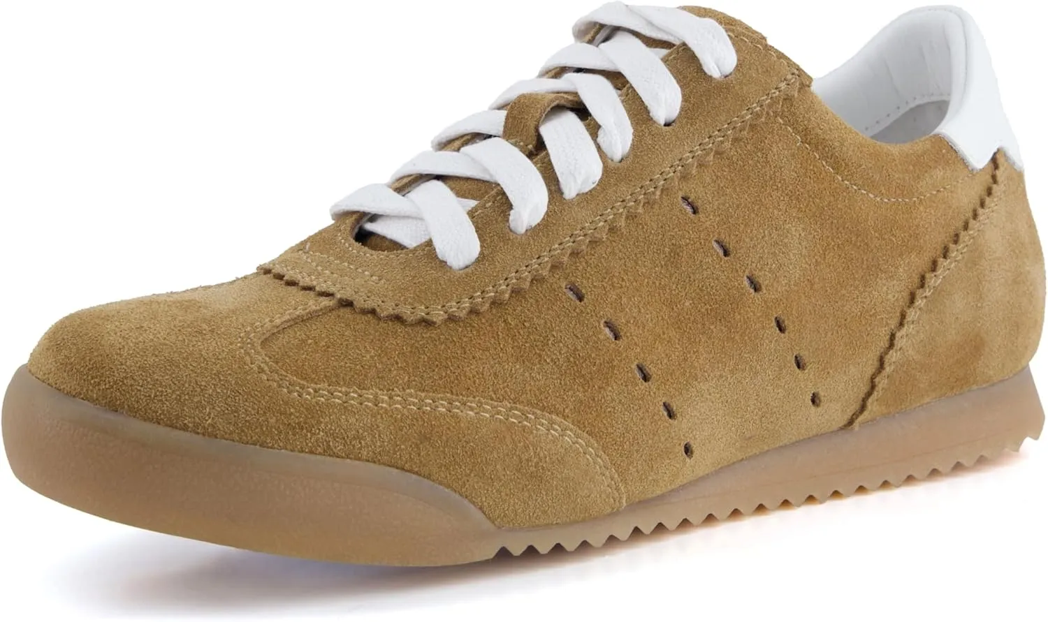 CUSHIONAIRE Tick Tock Women's Genuine Leather Lace-Up Casual Sneaker – Retro-Inspired Walking Shoe with Gum Rubber Outsole, Cushioned Arch Support, Lightweight Low Top Trainer
