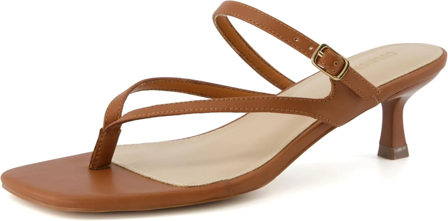 CUSHIONAIRE Women's Madrid Strappy Kitten Heel Sandals  Memory Foam, Wide Widths Available