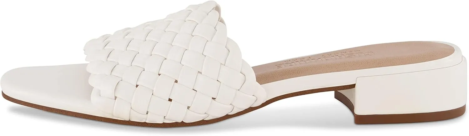 CUSHIONAIRE Women's Nerida woven low block heel sandal  Memory Foam