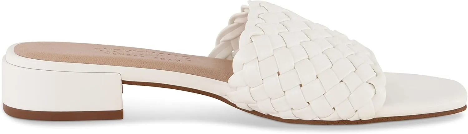 CUSHIONAIRE Women's Nerida woven low block heel sandal  Memory Foam
