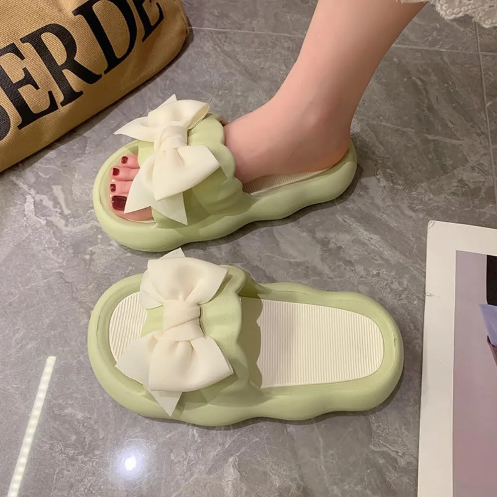 Cute Bow Slippers Women Kawaii Cloud Slipper Cute Preppy Y2K Pillow Slipper Comfy House Slides Shower Sandals Bathroom Shoes Slides Slipper Indoor Outdoor Home Slipper