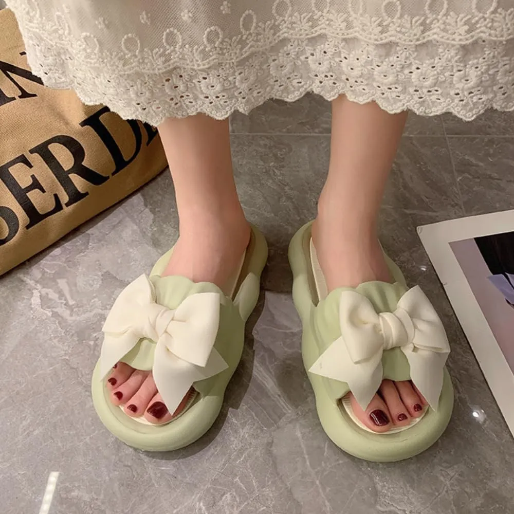 Cute Bow Slippers Women Kawaii Cloud Slipper Cute Preppy Y2K Pillow Slipper Comfy House Slides Shower Sandals Bathroom Shoes Slides Slipper Indoor Outdoor Home Slipper