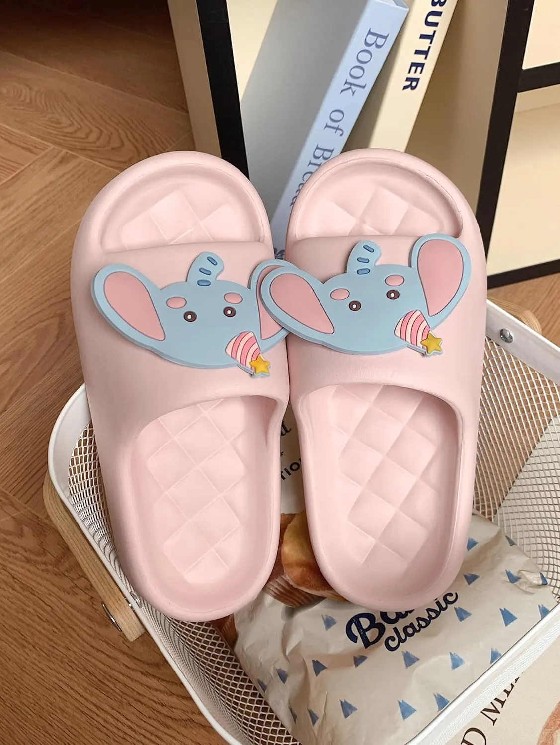 Cute Kawaii Multi Colored Animal Elephant Pillow Slipper Cloud Slides Non-Slip Summer Slipper
