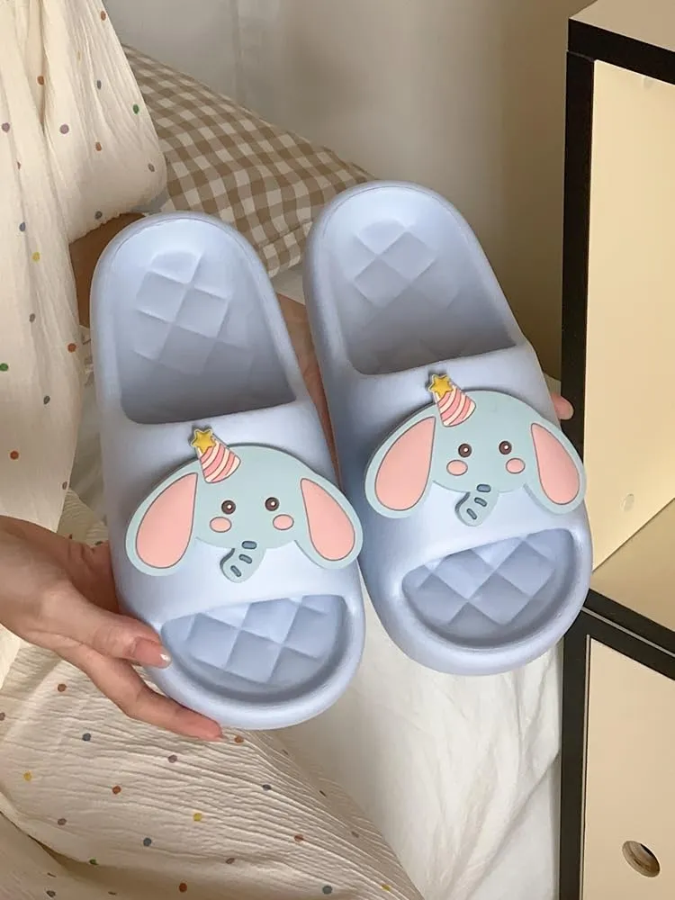 Cute Kawaii Multi Colored Animal Elephant Pillow Slipper Cloud Slides Non-Slip Summer Slipper