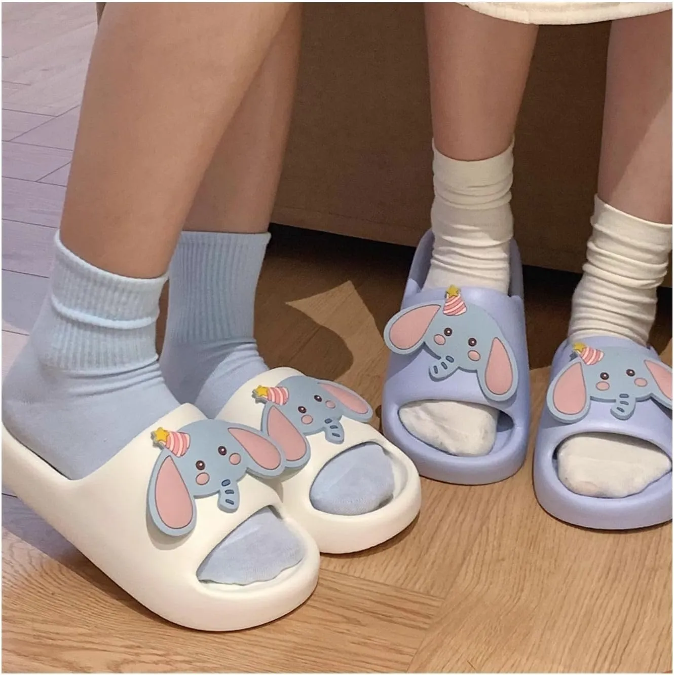 Cute Kawaii Multi Colored Animal Elephant Pillow Slipper Cloud Slides Non-Slip Summer Slipper