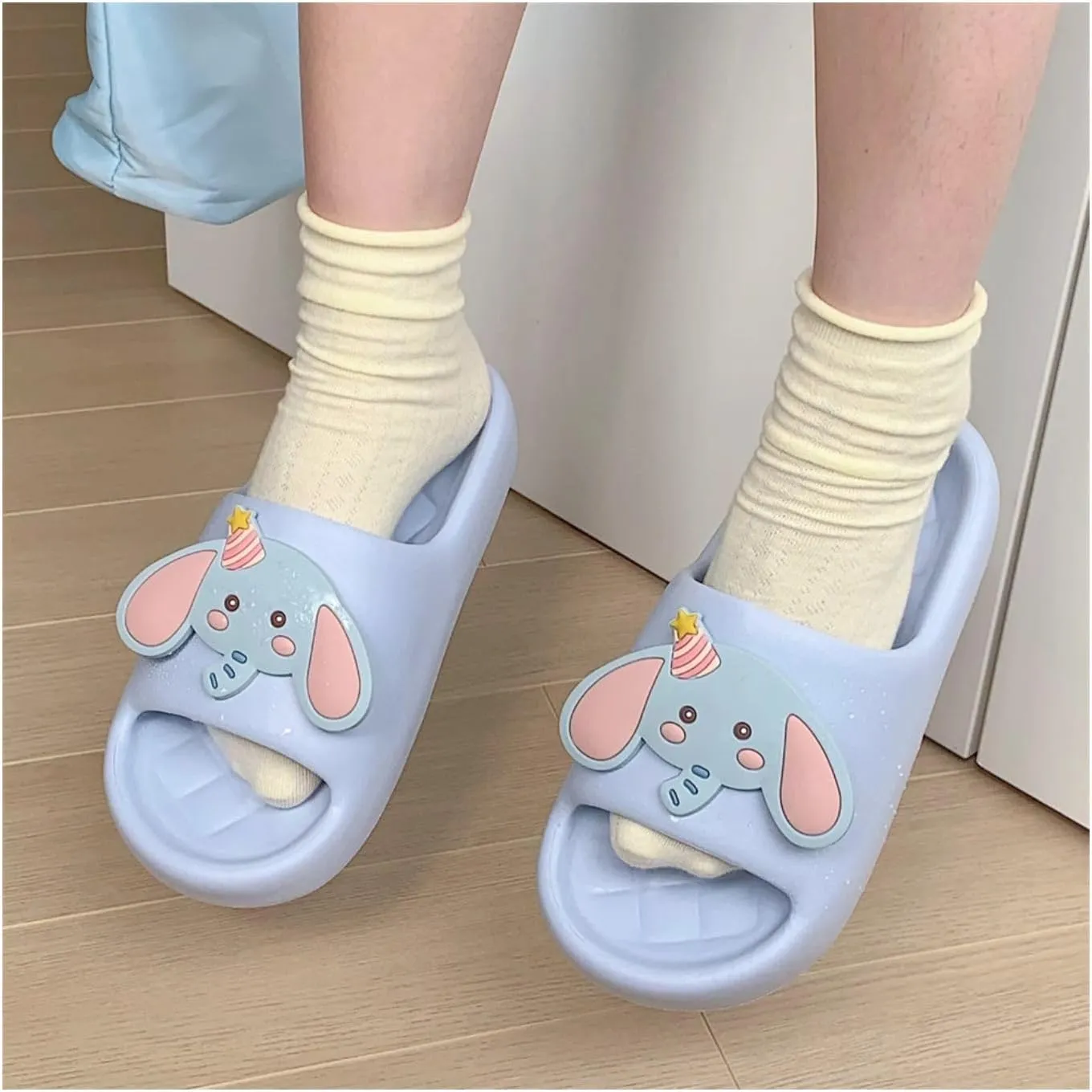 Cute Kawaii Multi Colored Animal Elephant Pillow Slipper Cloud Slides Non-Slip Summer Slipper