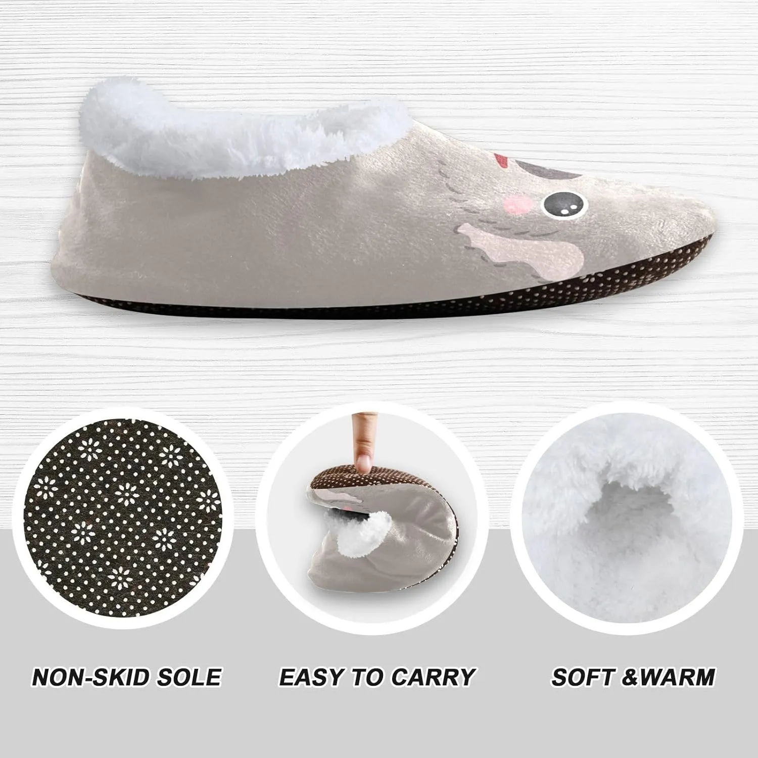 Cute Koala Bear Indoor House Slippers Spa Winter Slipper Home Slippers Soft Memory Foam Slipper Non Slip for Travel Hotel Bedroom Shoes M