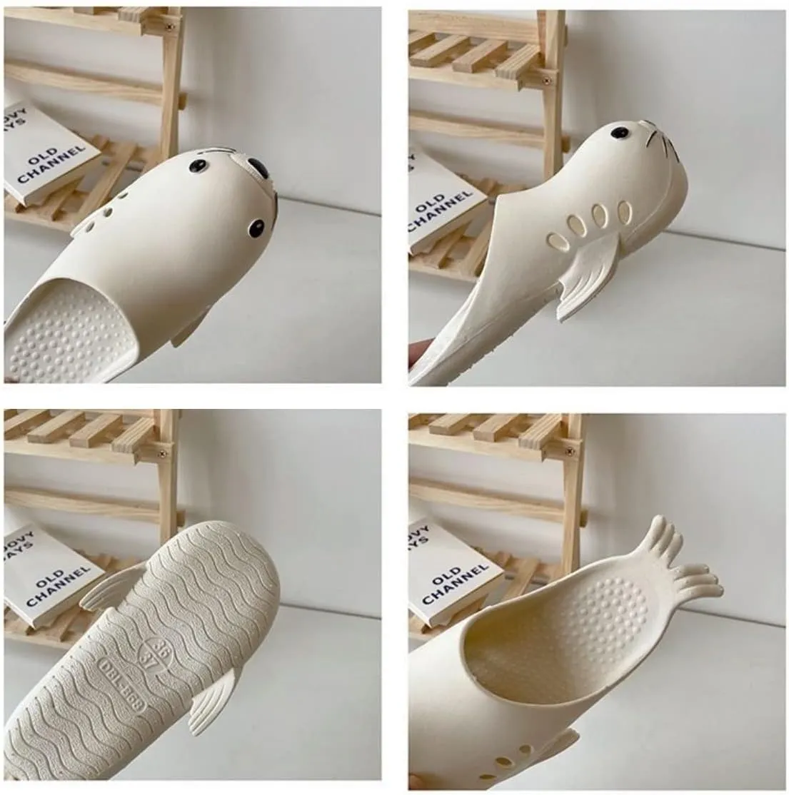 Cute Novelty Seal Pillow Slipper Cloud Slides Non-Slip Summer Slipper