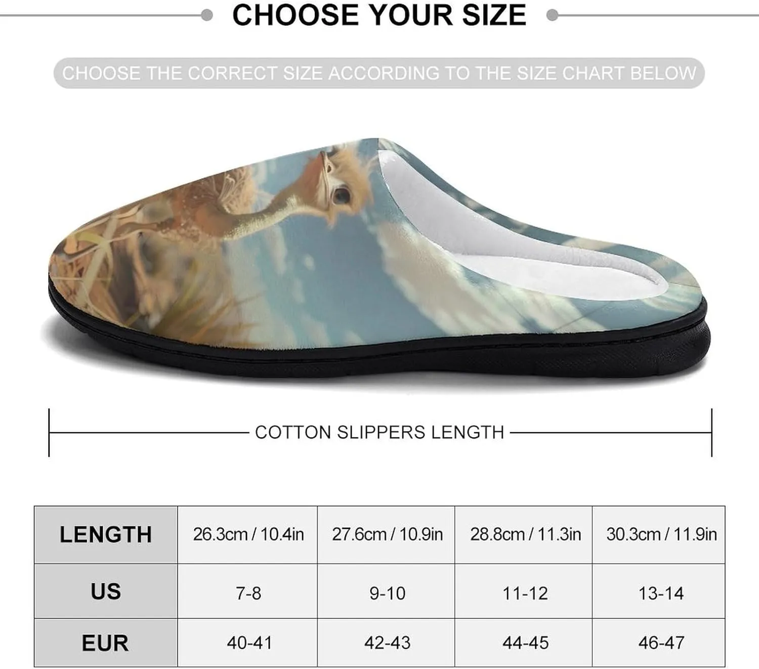 Cute Ostrich Mens Slippers Casual Slip On Warm House Shoes with Rubber Sole Indoor Outdoor